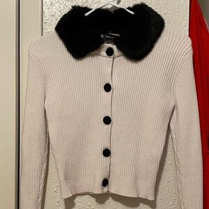❌SOLD❌ Zara Removable Fur Collar Ribbed Button Down Cardigan